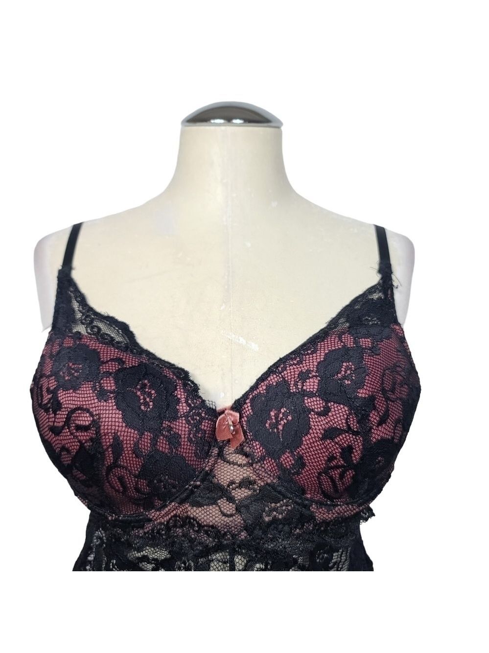 Lingerie Lined Sheer Floral Lace Bodysuit XL - Picture 2 of 10
